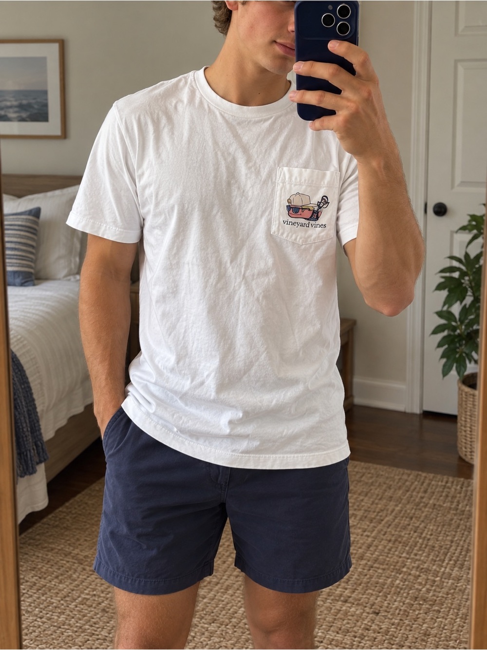 Vineyard Vines Men’s Pocket T-Shirt S White Lacrosse Whale Cotton